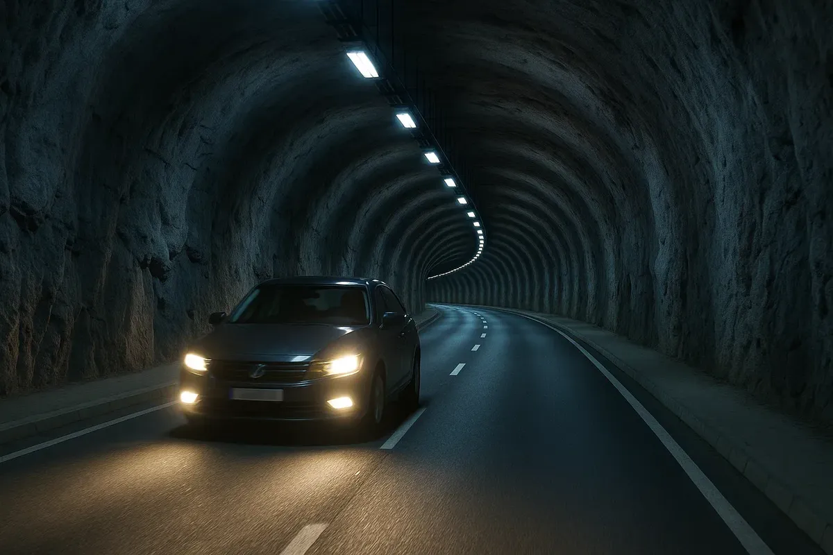 Proper use of headlights inside a tunnel