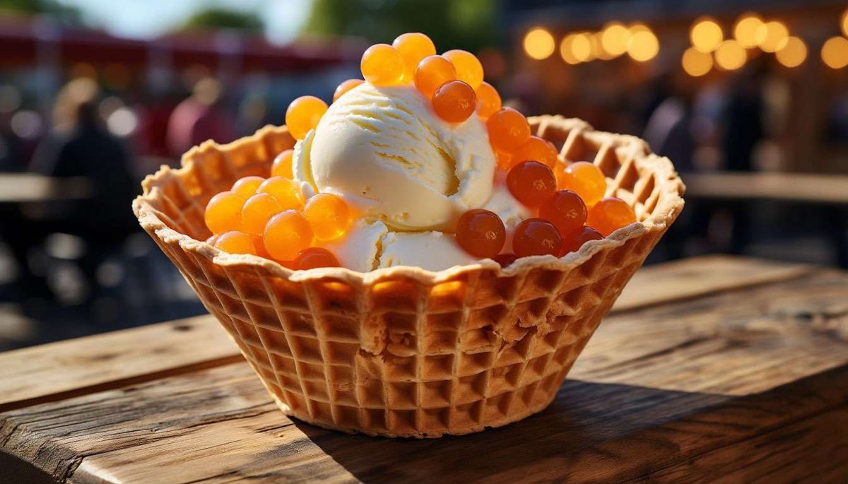Festival treat: cloudberry-topped ice cream—Norwegian summer in one scoop.