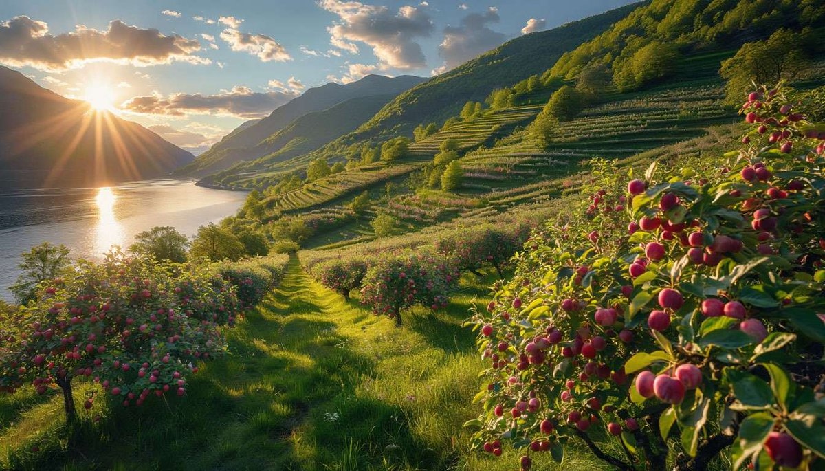 Hardanger’s cliff-side apple trees soak up fjord light—the birthplace of Norway’s “champagne of the fjords.”