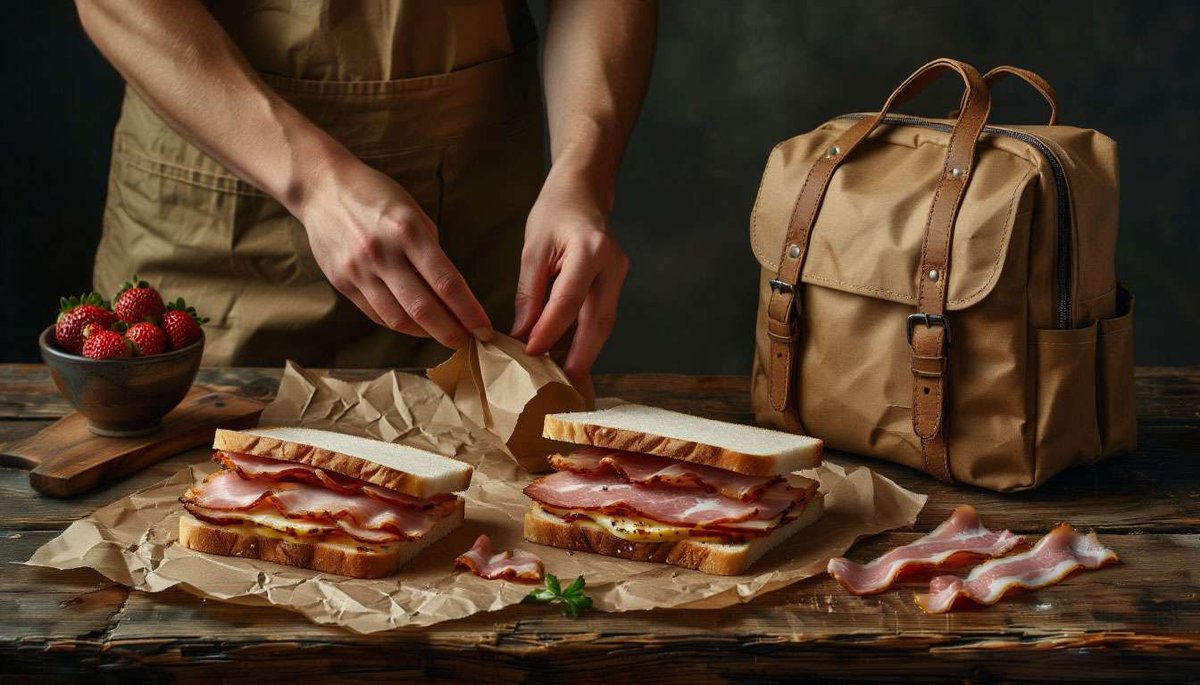 Matpakke in the making—layered open sandwiches wrapped for Norway’s midday lunsjpause tradition.