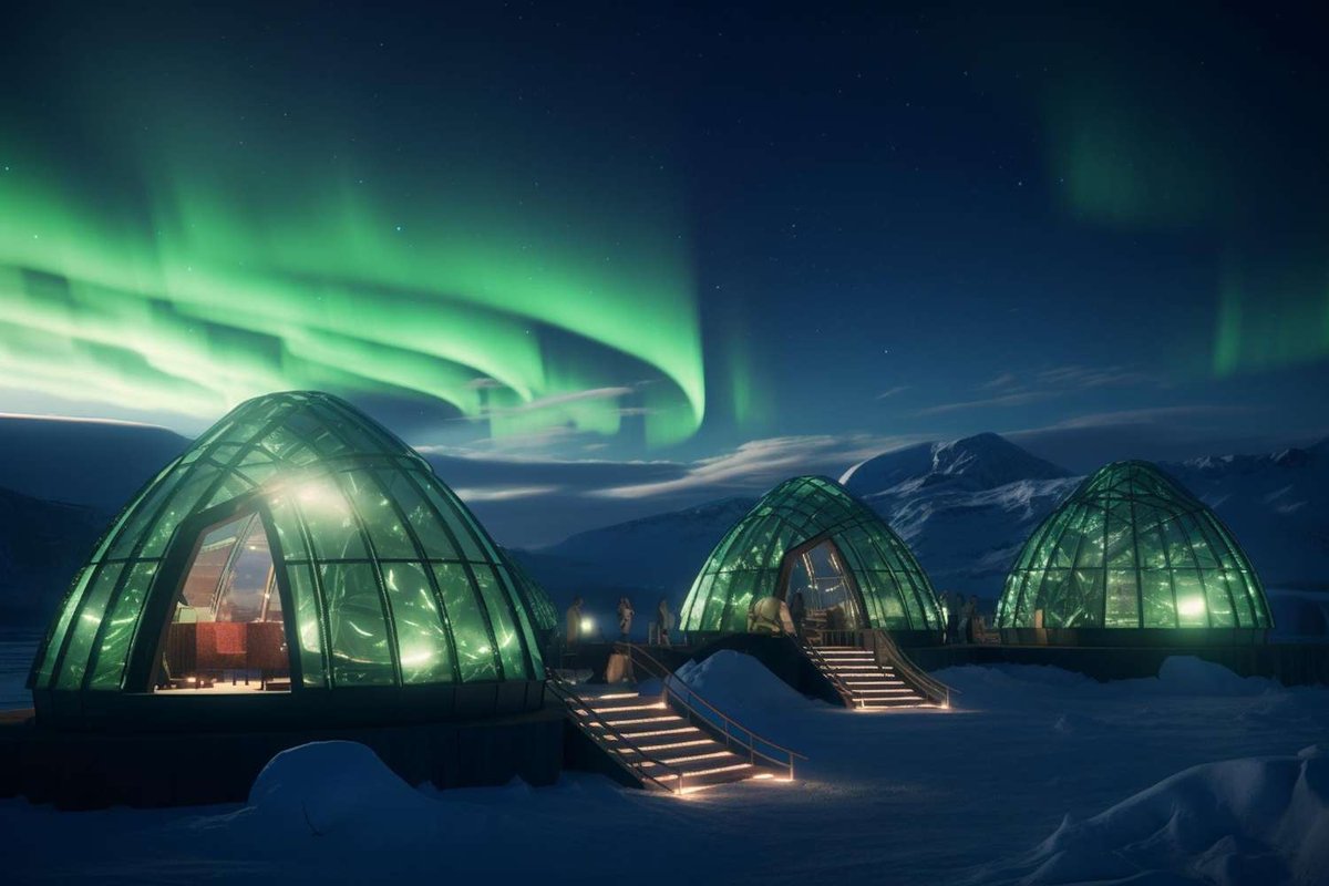 Glass igloos in Norway offer views of the Northern Lights directly from the room.