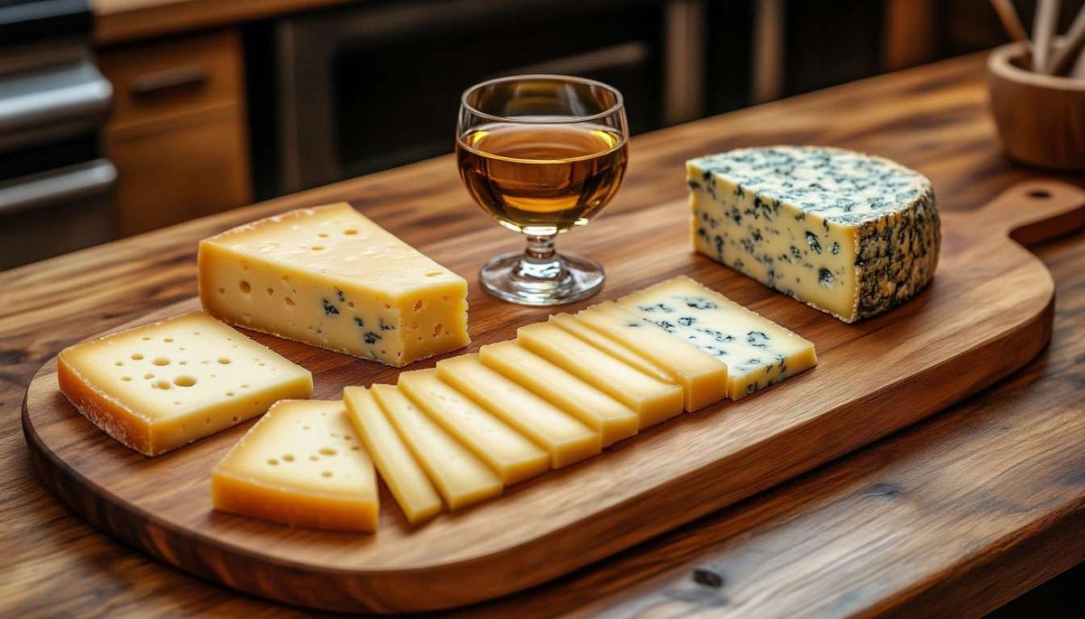 A Norwegian cheese flight paired with cider and aquavit—perfect harmony of nutty, creamy, and blue flavors.