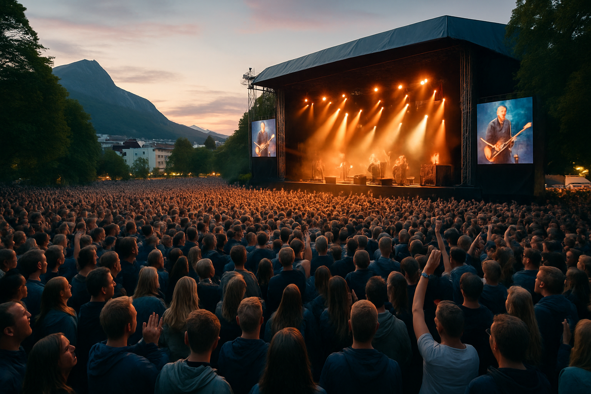 Thousands enjoy live music in the mountains of Bodø during Parkenfestivalen, the biggest music festival in Northern Norway.