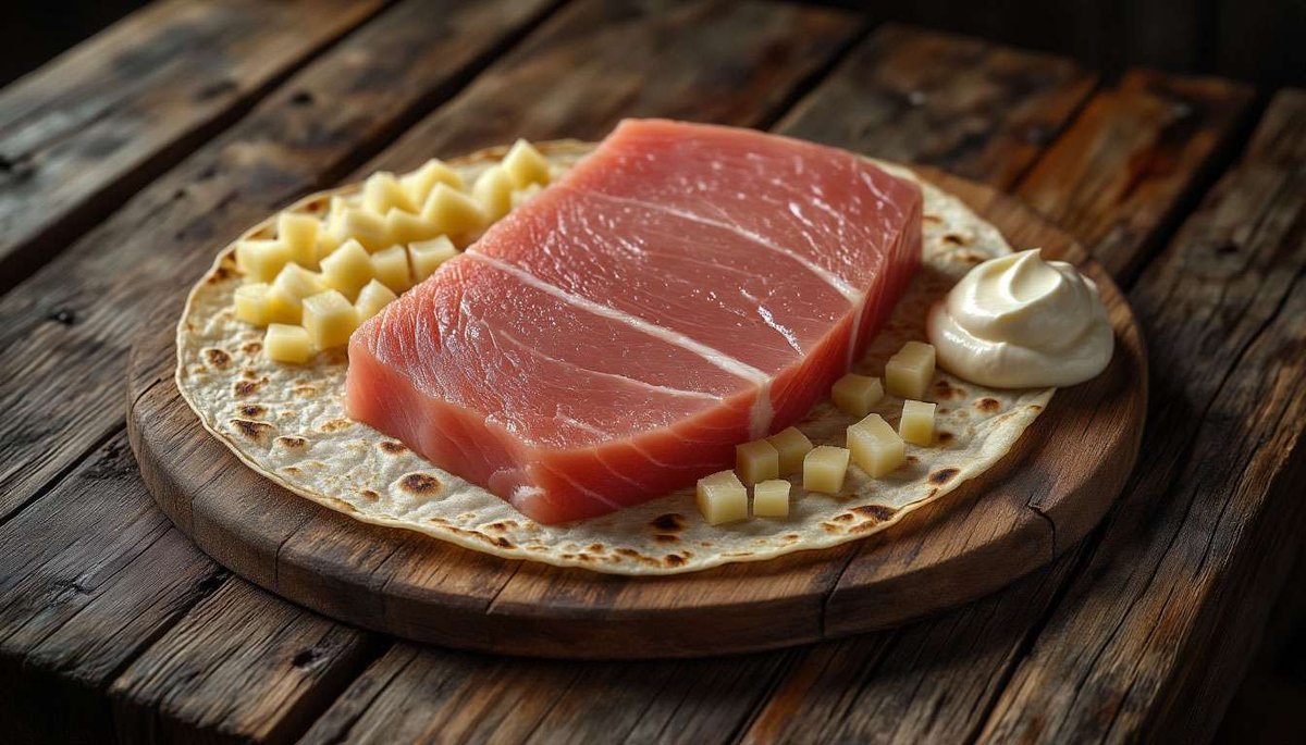Fermented trout rakfisk served the traditional way—bold aroma meets creamy balance.