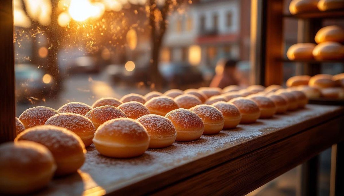 Bergen’s iconic skillingsboller—flaky cinnamon swirls dripping buttery caramel, ready to power a rainy fjord day.