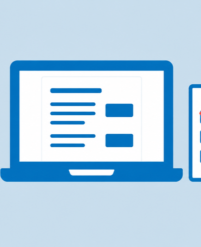 a laptop with a simple payslip, a coin stack and a tax form icon