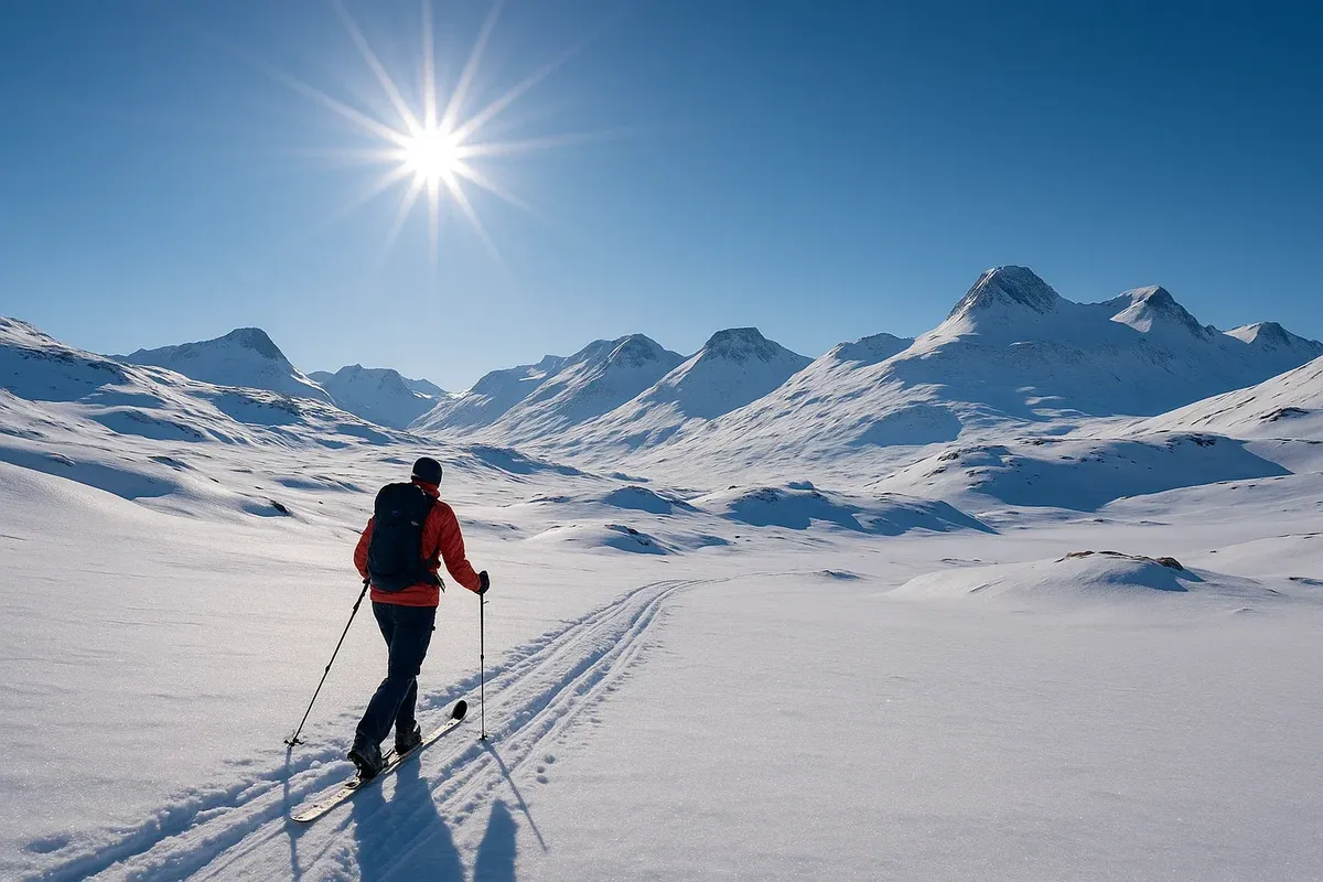 Spring ski-touring in Jotunheimen with firm snow and sunny weather