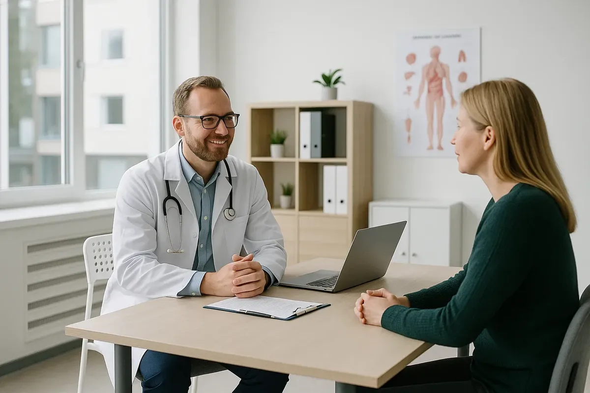 General practitioner appointment in Norway with a patient in a modern clinic