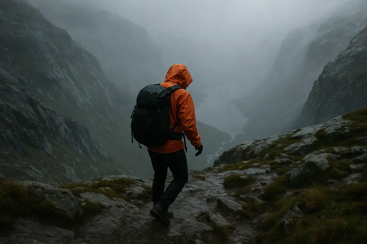 Safe mountain descent during sudden fog and weather change in Norway