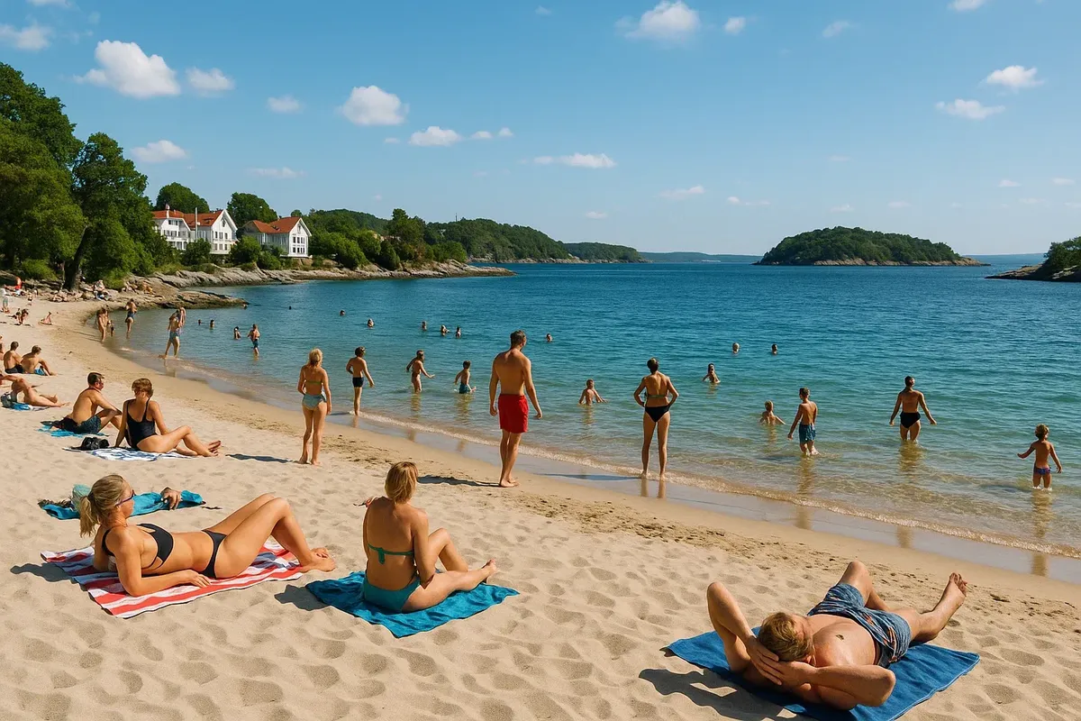 Kristiansand beach scene on a sunny summer day