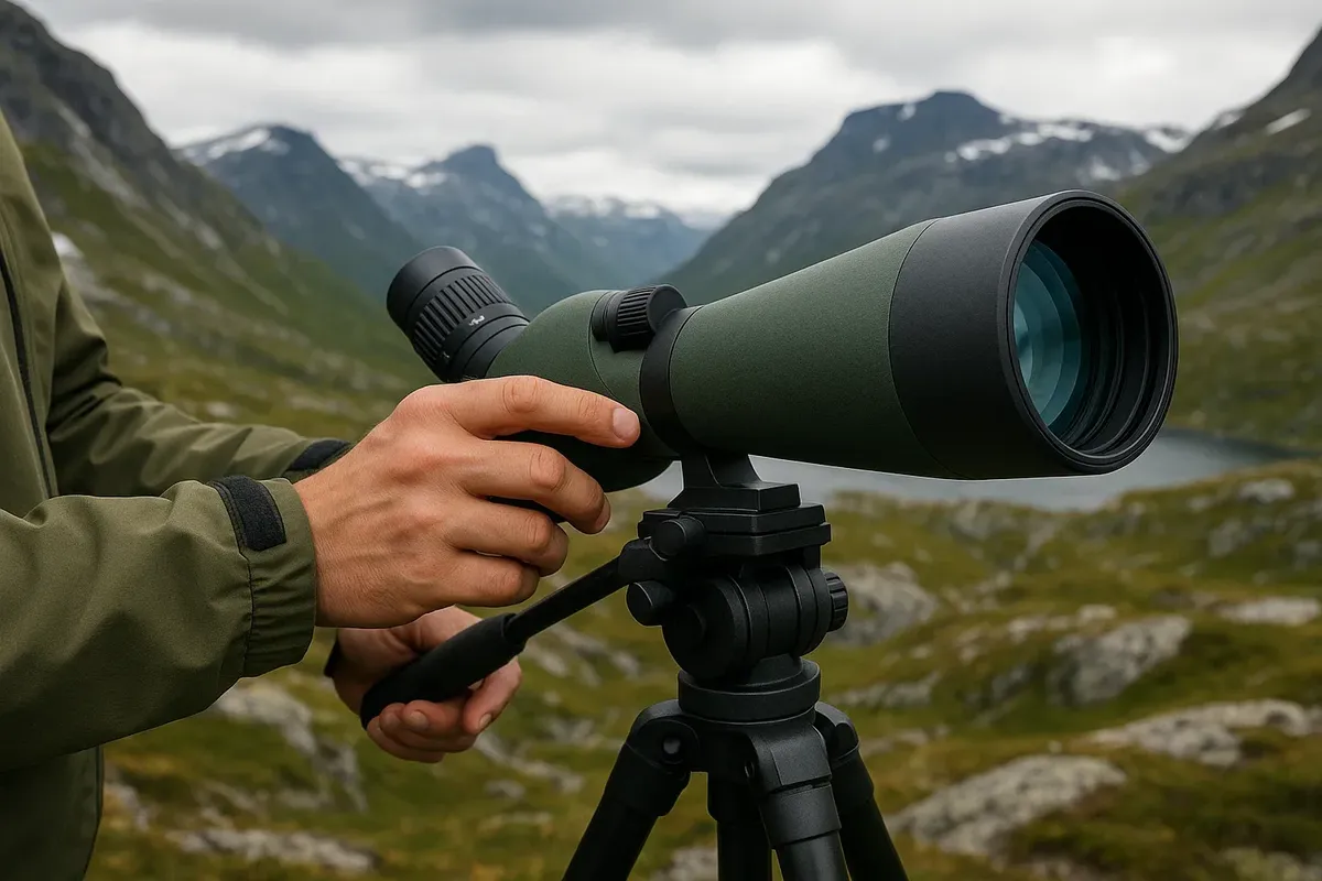 Portable spotting scope setup for wildlife viewing in Norway’s national parks
