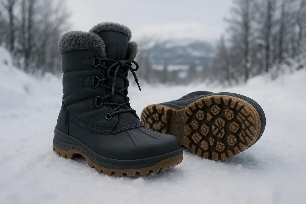 Warm insulated winter boots with strong grip for icy conditions in Norway