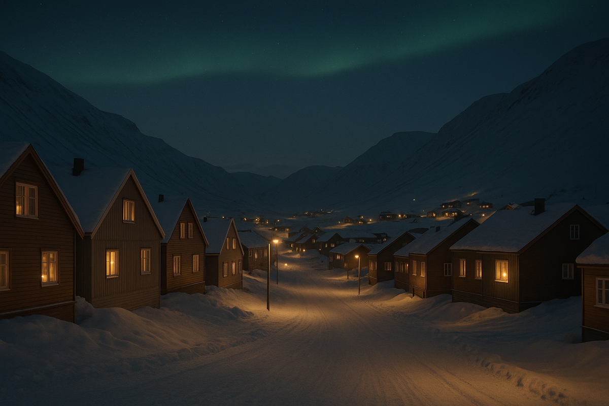 Evening in snowy Longyearbyen