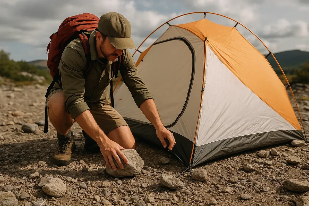How to secure a tent on rocky summit terrain