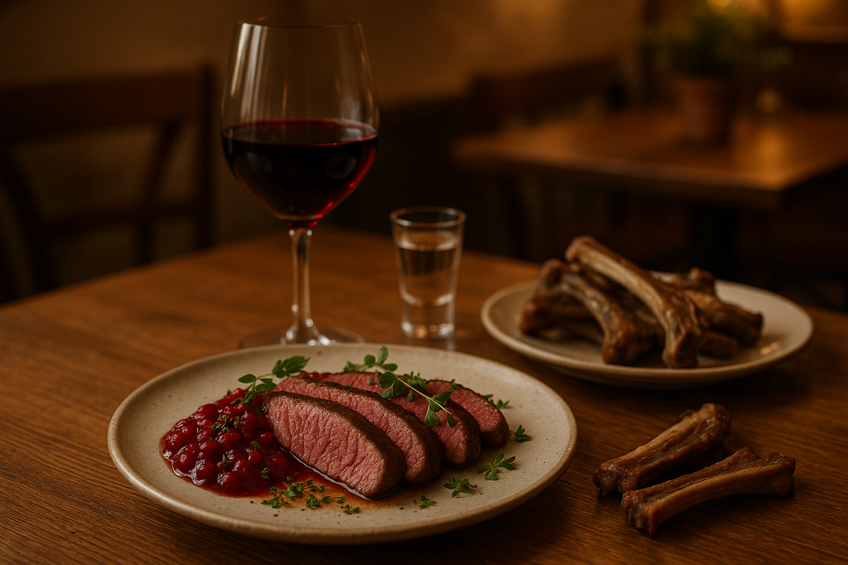 Venison and lamb pairings with Pinot Noir and a classic Norwegian aquavit.